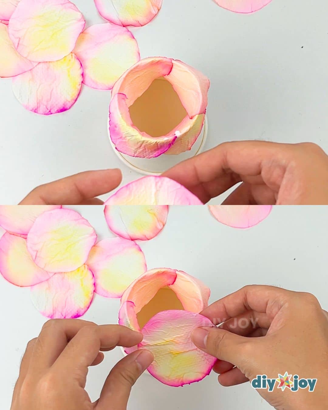 DIY toilet paper roses step by step