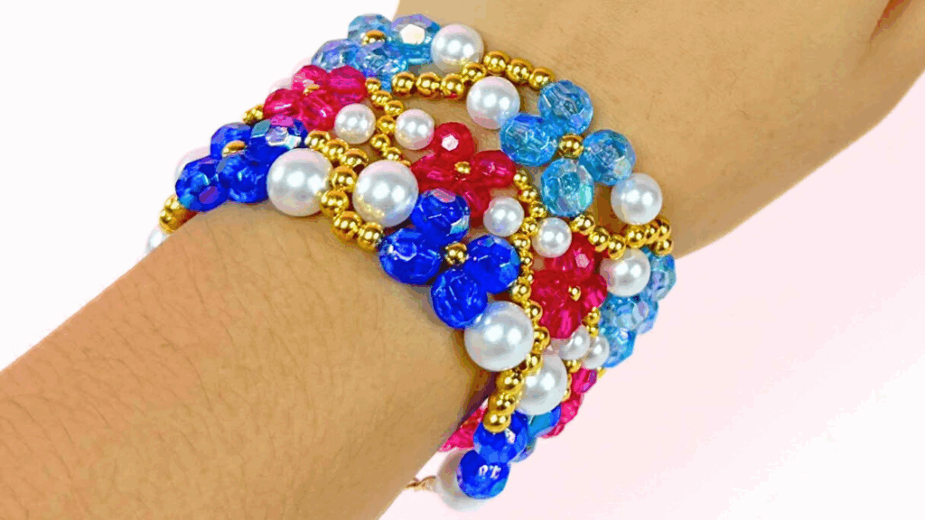 Cute DIY Beaded Flower Bracelet