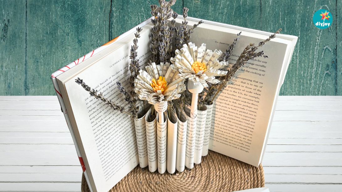 Book Page Flower Vase - DIY Farmhouse Decor Ideas Book Page Flower Vase - DIY Farmhouse Decor Ideas