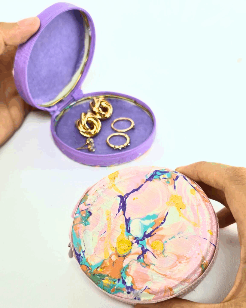 Easy DIY Nail Polish Marbled Jewelry Purse Tutorial