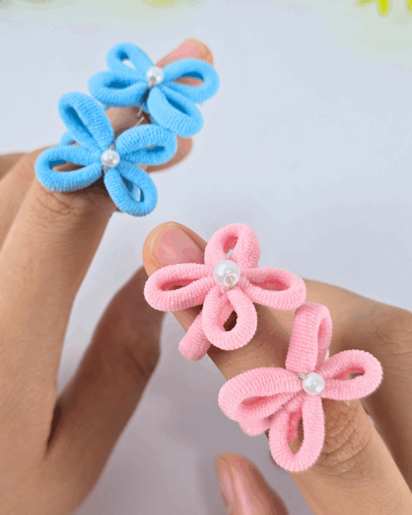 Make Your Own Pretty Flower Rings from Hair Ties
