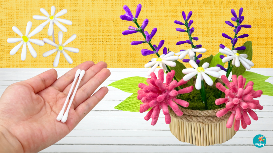 Q-Tip Flower Bouquet - DIY Bedroom Decor Ideas