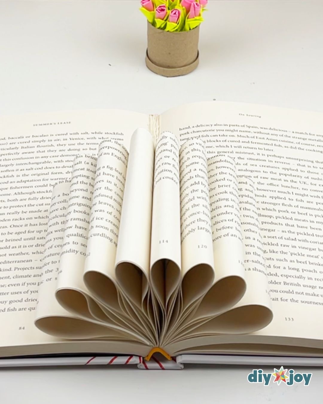 folded book page vase craft