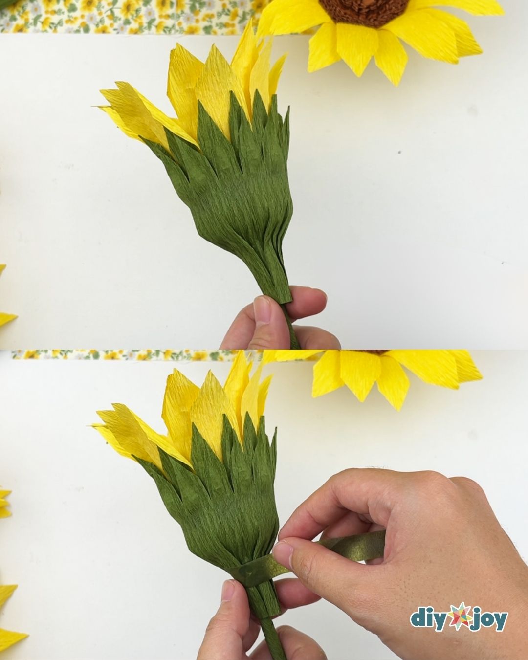 realistic crepe paper sunflower