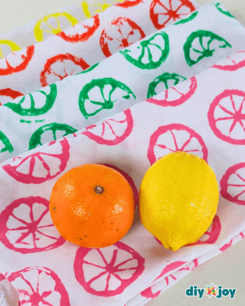 Cute Citrus Kitchen Towels with Fabric Paint