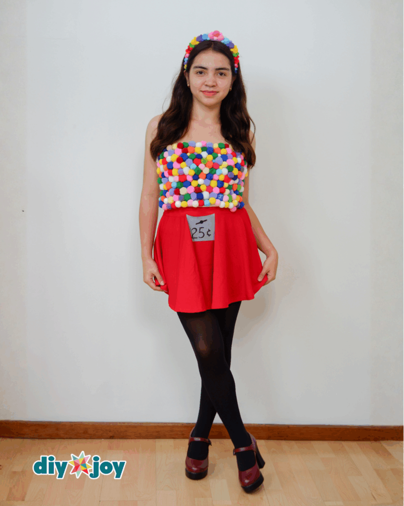 Easy DIY Gumball Machine Lady Costume Idea