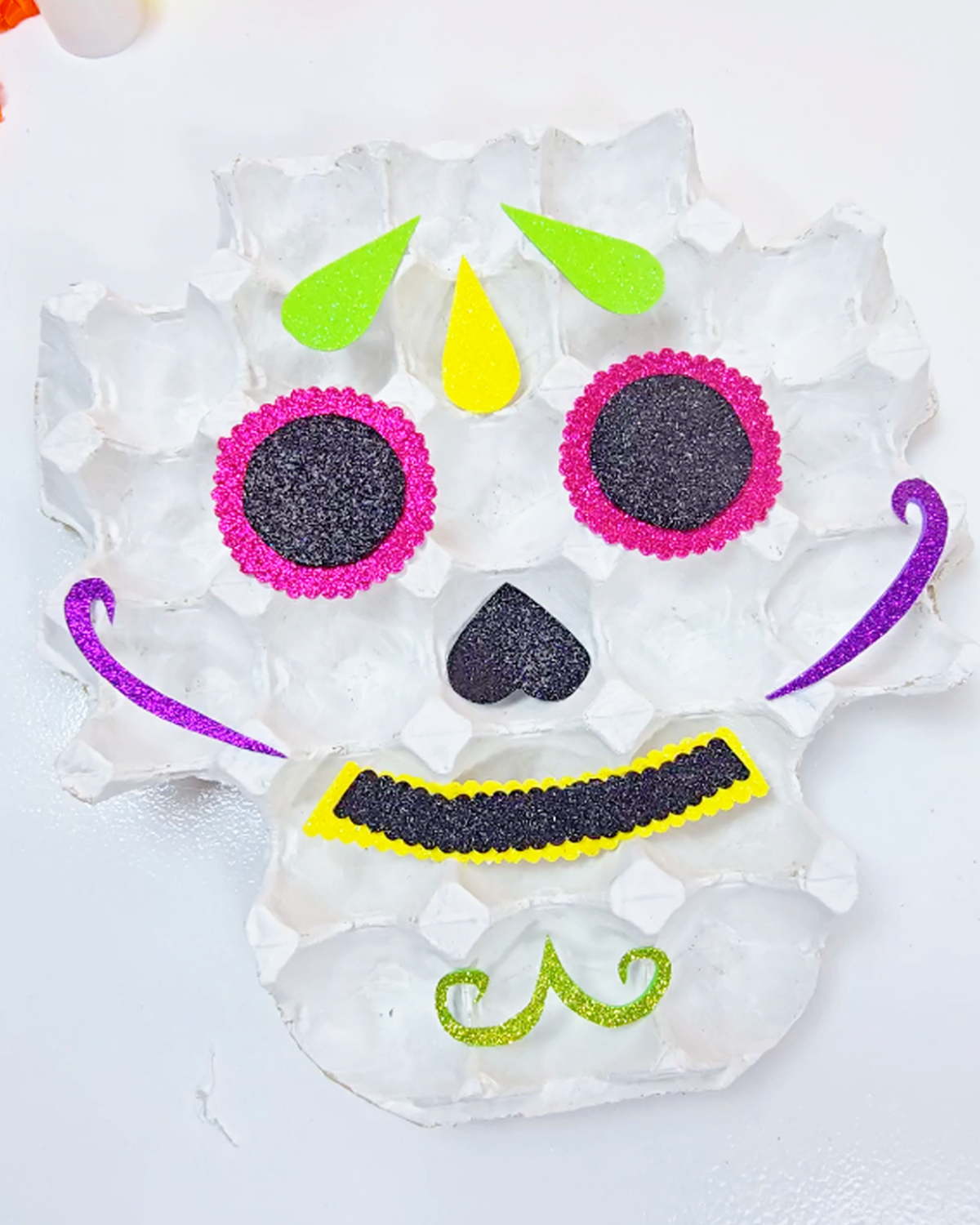 Easy and Cute Egg Tray Sugar Skull Craft for Kids