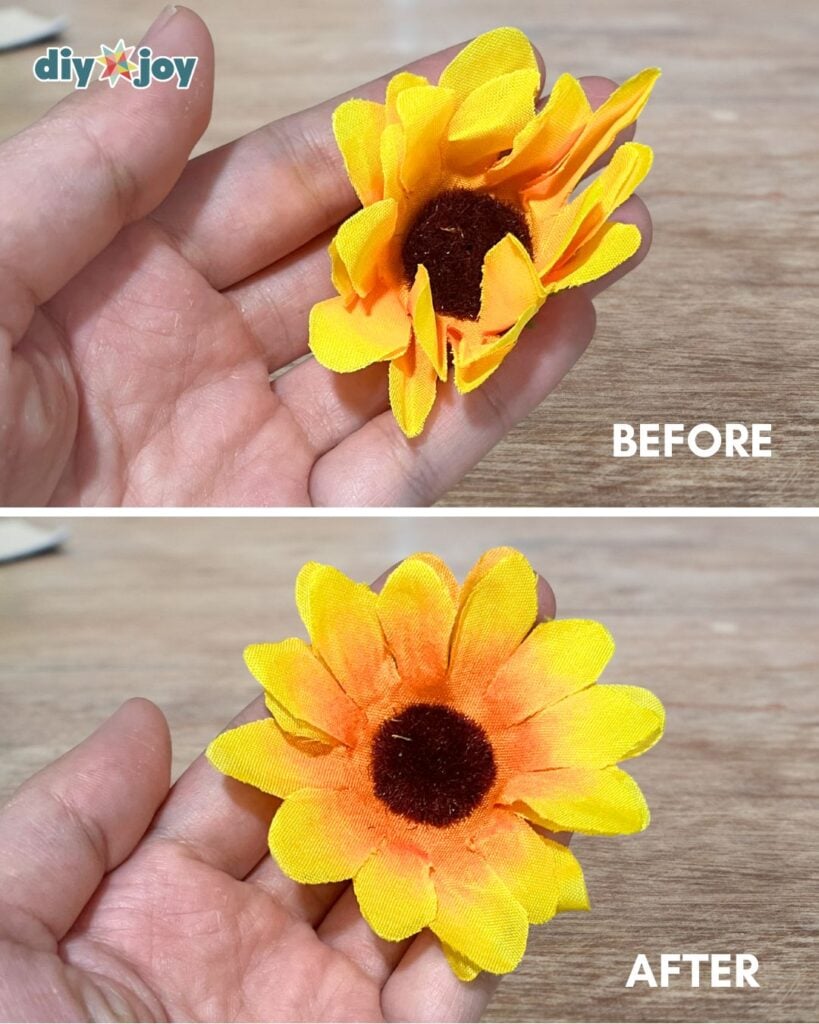 how to fix folded fake flower petals