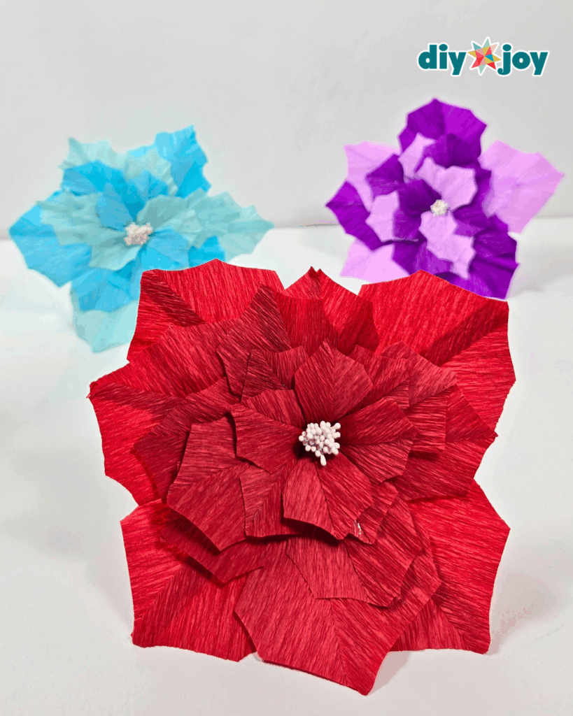 Crepe Paper Poinsettia Ornament Craft Idea