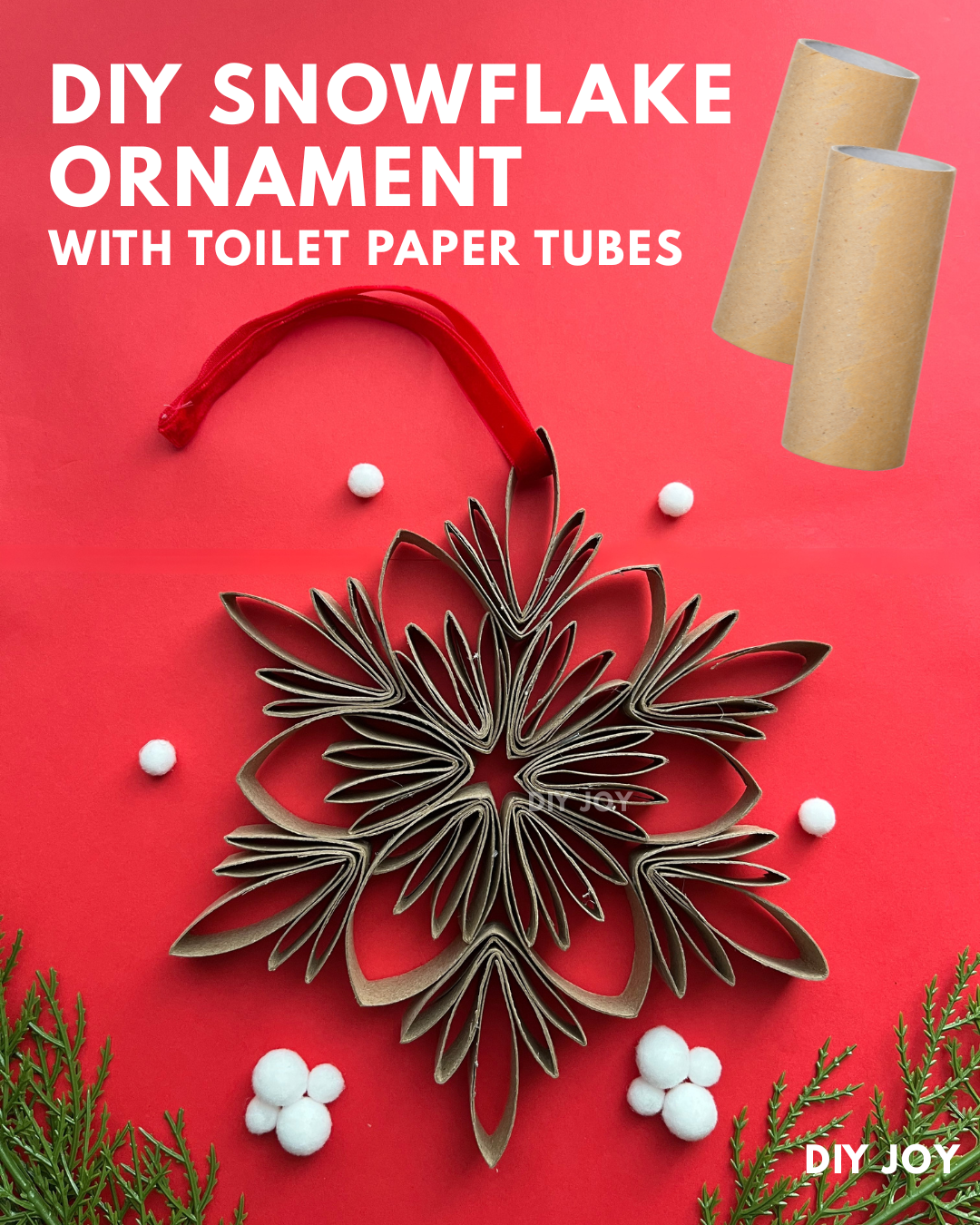 Make Beautiful DIY Snowflake Ornaments With Toilet Paper Rolls - DIY Joy