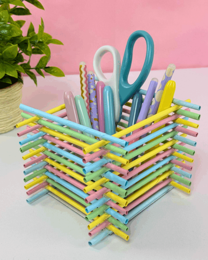 Easy Desk Organizer using Colored Paper