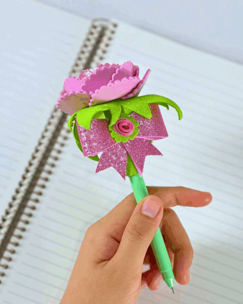 Glitter Foam Flower Pen DIY