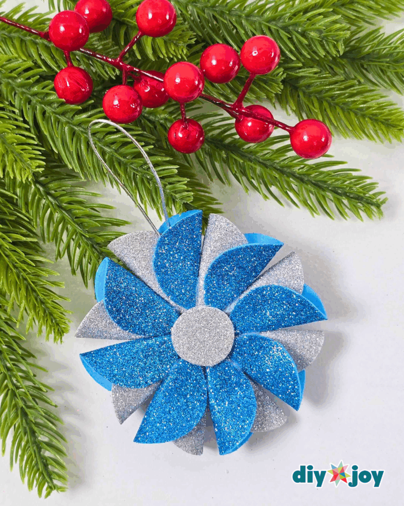 Last-Minute DIY Glitter Foam Ornaments for Christmas