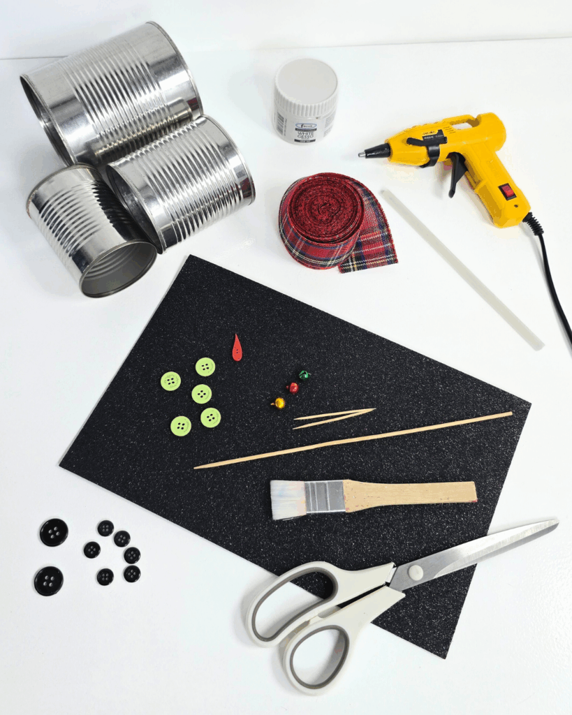 Materials for Tin Can Snowman