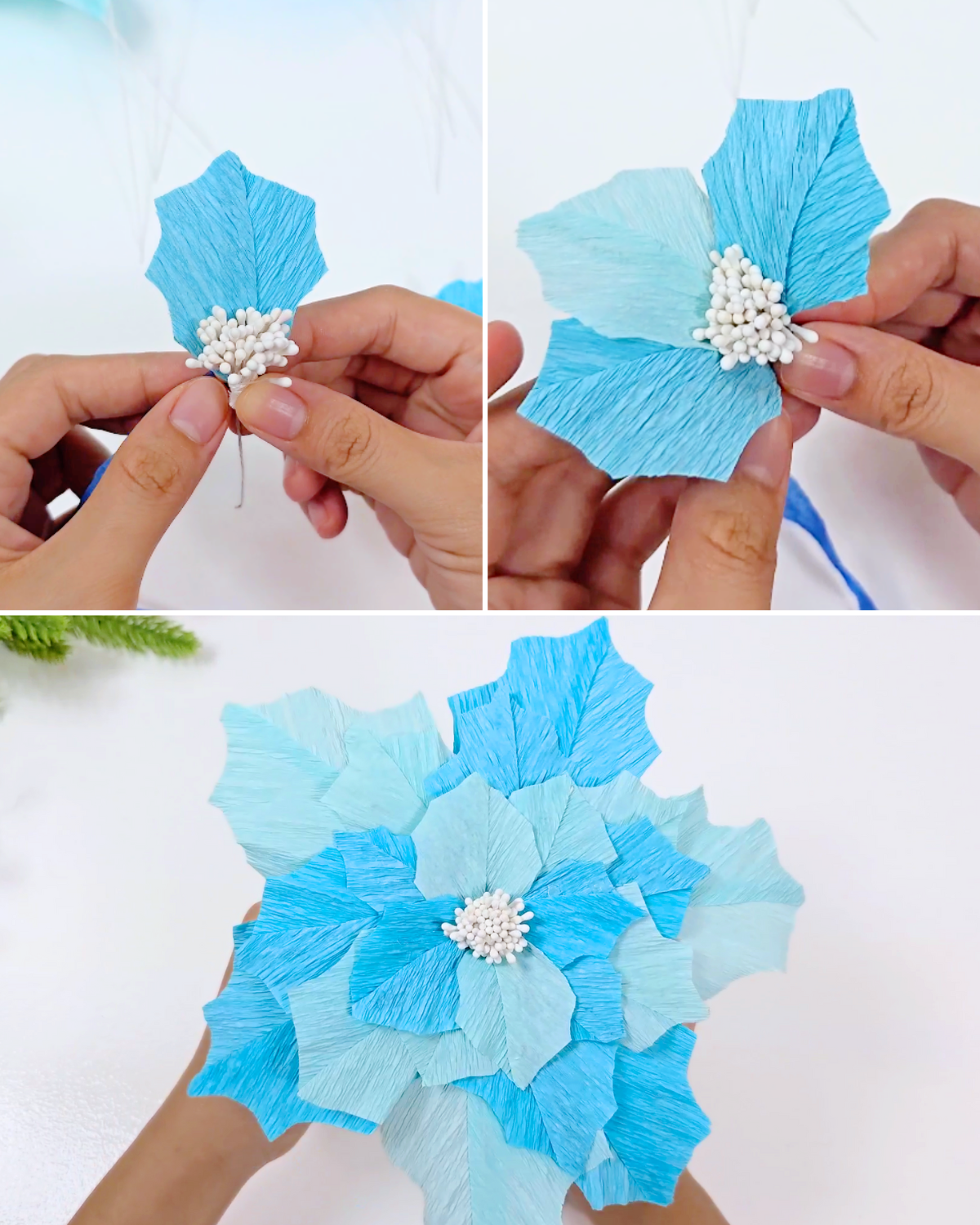 Step-by-Step DIY Crepe Paper Poinsettia for Christmas