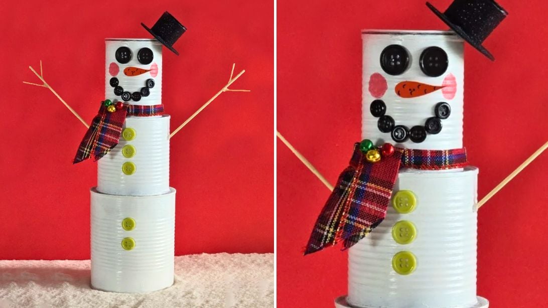 Tin Can Snowman - Cheap DIY Christmas Decor