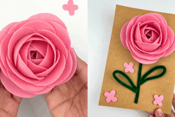 DIY felt roses with a paper cup