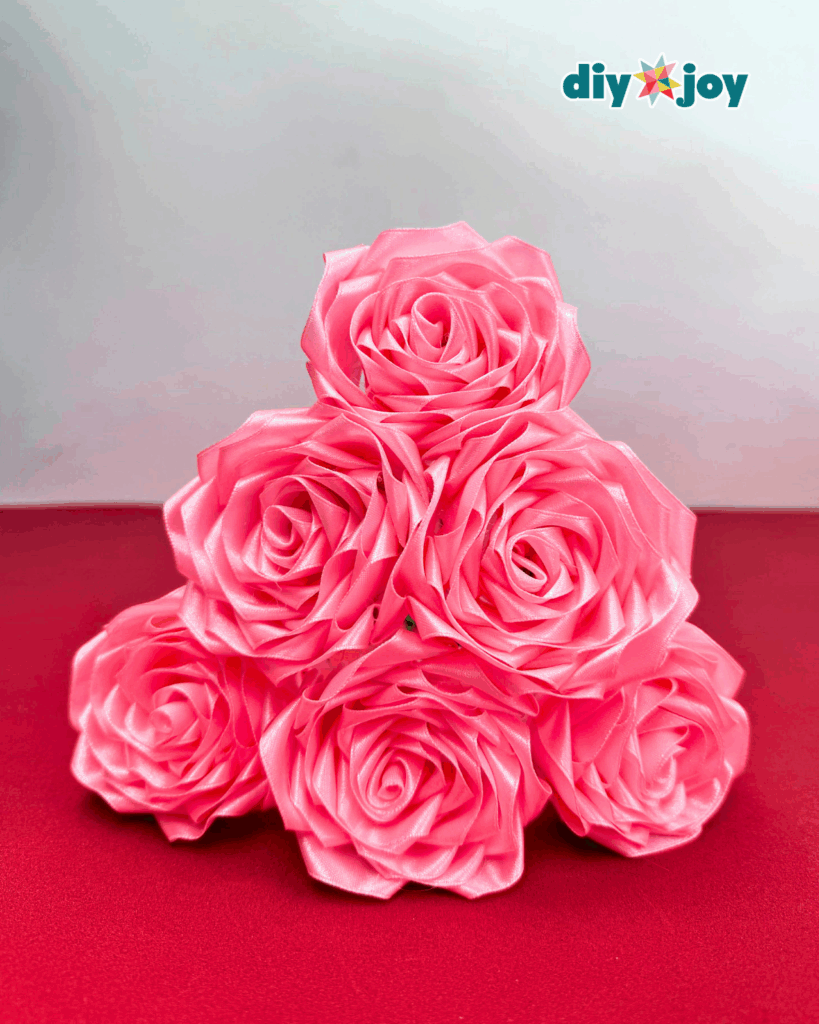 Handmade Satin Ribbon Rose for Valentine&rsquo;s Day