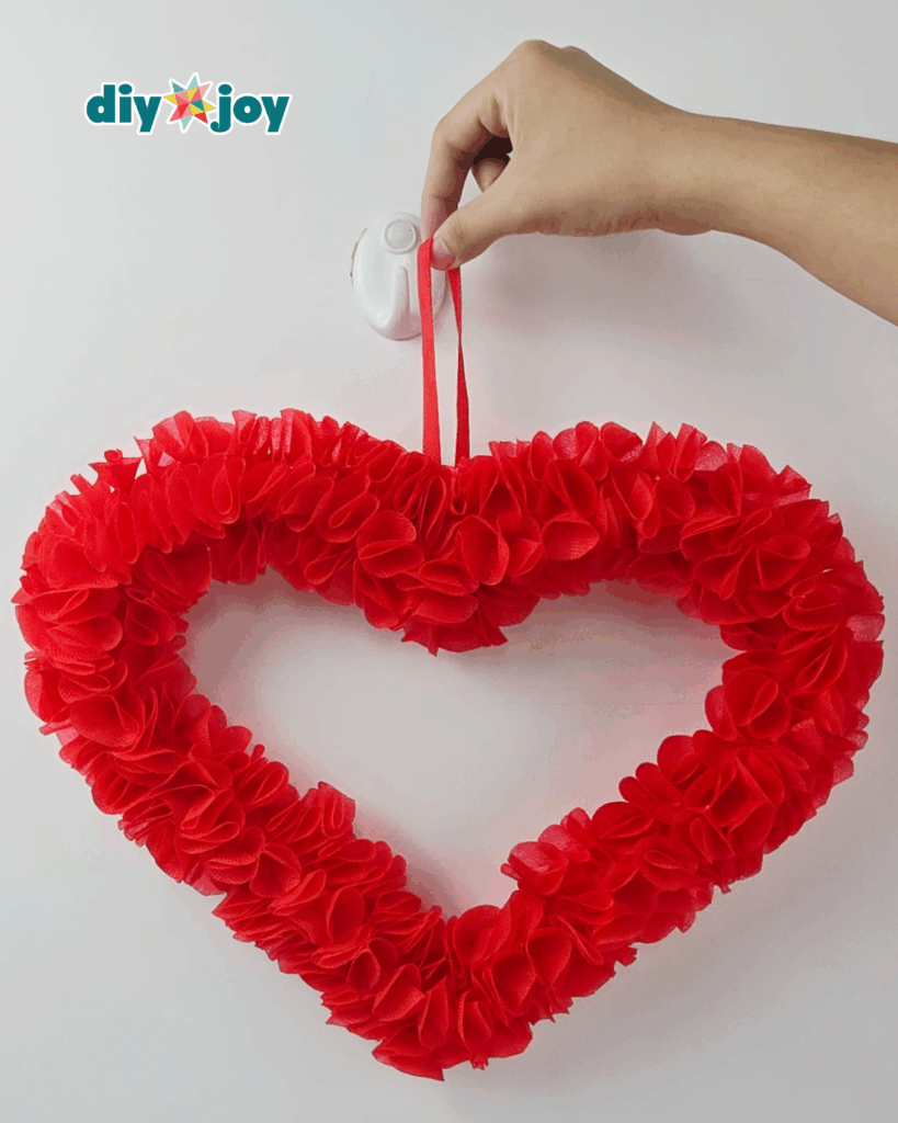 Handmade Valentine&rsquo;s Heart Wreath from Recycled Bags