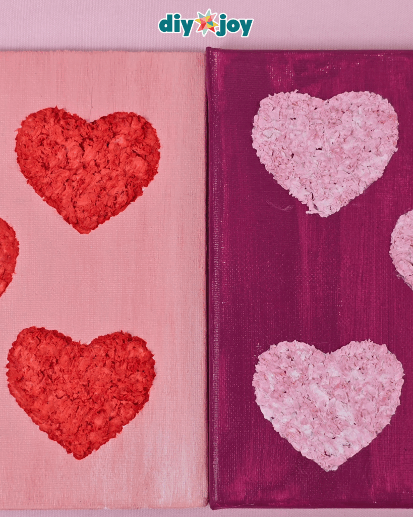 Minimalist Textured Heart Canvas Art Using Tissue Paper