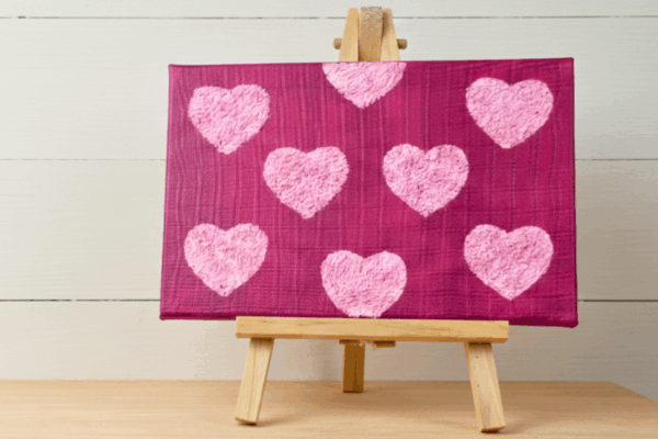 Textured Heart Painting on Canvas Using Tissue Paper Technique