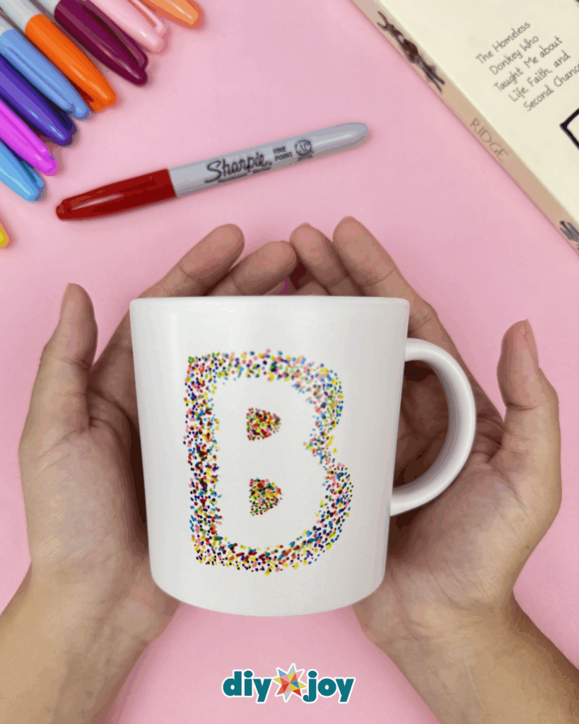 DIY Sharpie Mug with Stencil Letter Design for Personalized Gifts