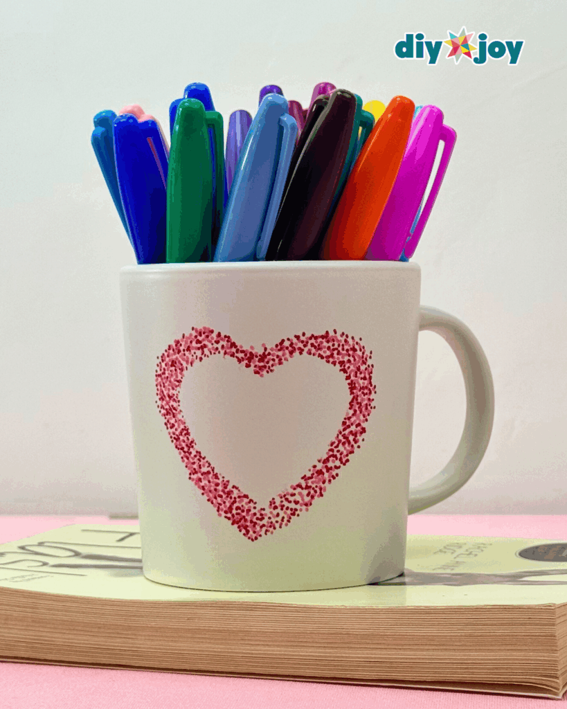 Easy DIY Heart Print on a Mug Using Sharpie