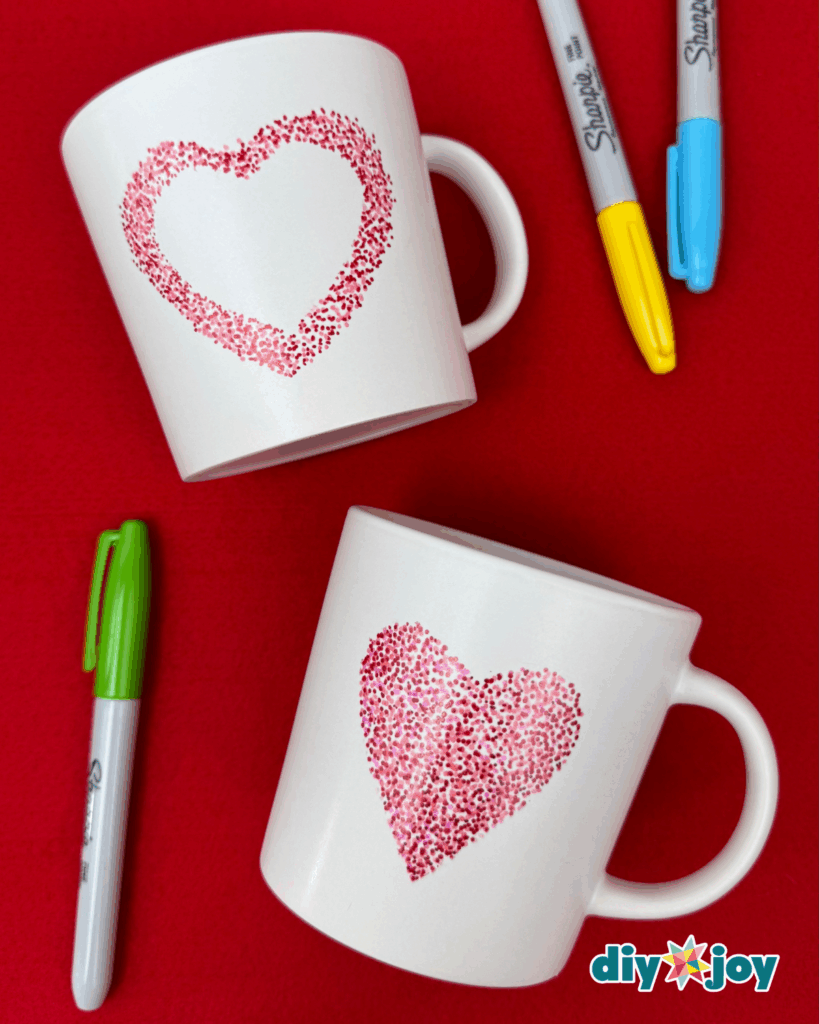 Easy Heart Prints on a Mug Using Sharpie