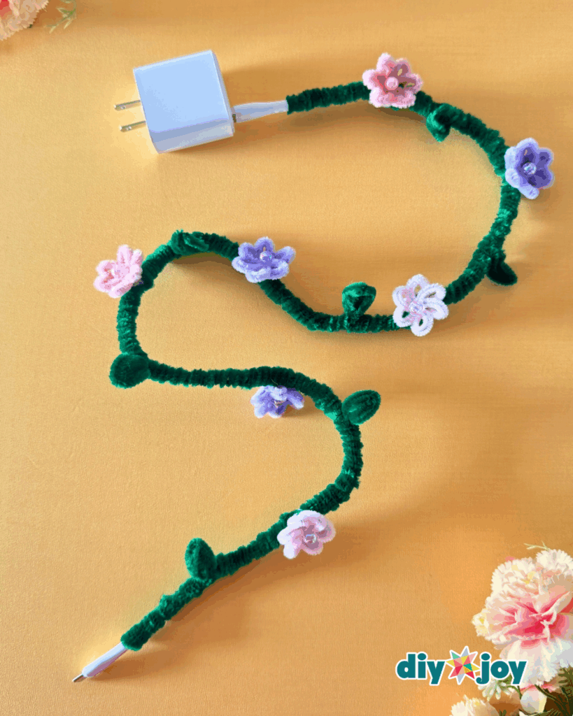 Easy Pipe Cleaner Charger Cord Wrap Steps
