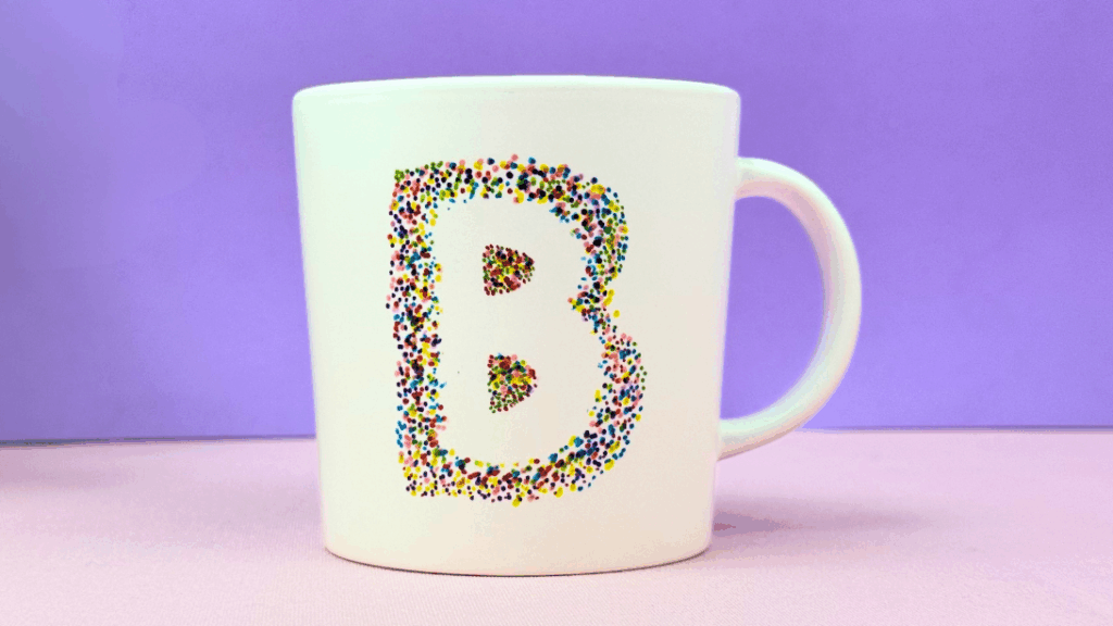 Step-by-Step DIY Stencil Letter Mug Using Sharpie Markers