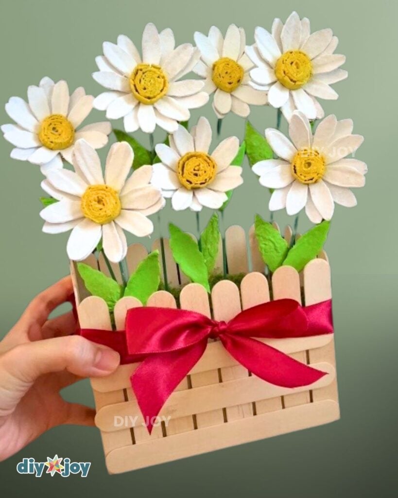 Egg carton daisy bouquet
