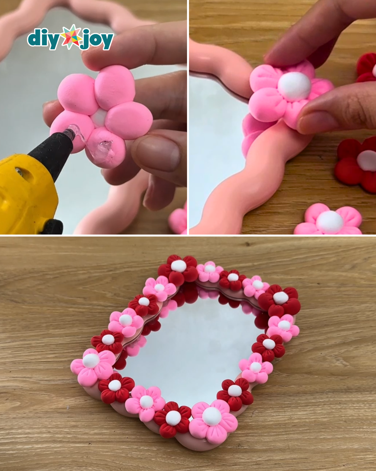 Easy DIY Mirror With Clay Flowers