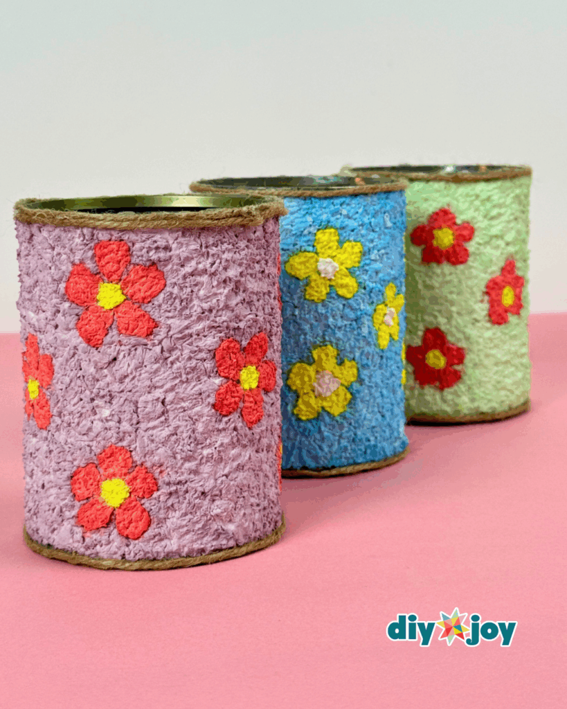 Easy Upcycled Tin Can Organizer Using Paper Mache Craft Technique