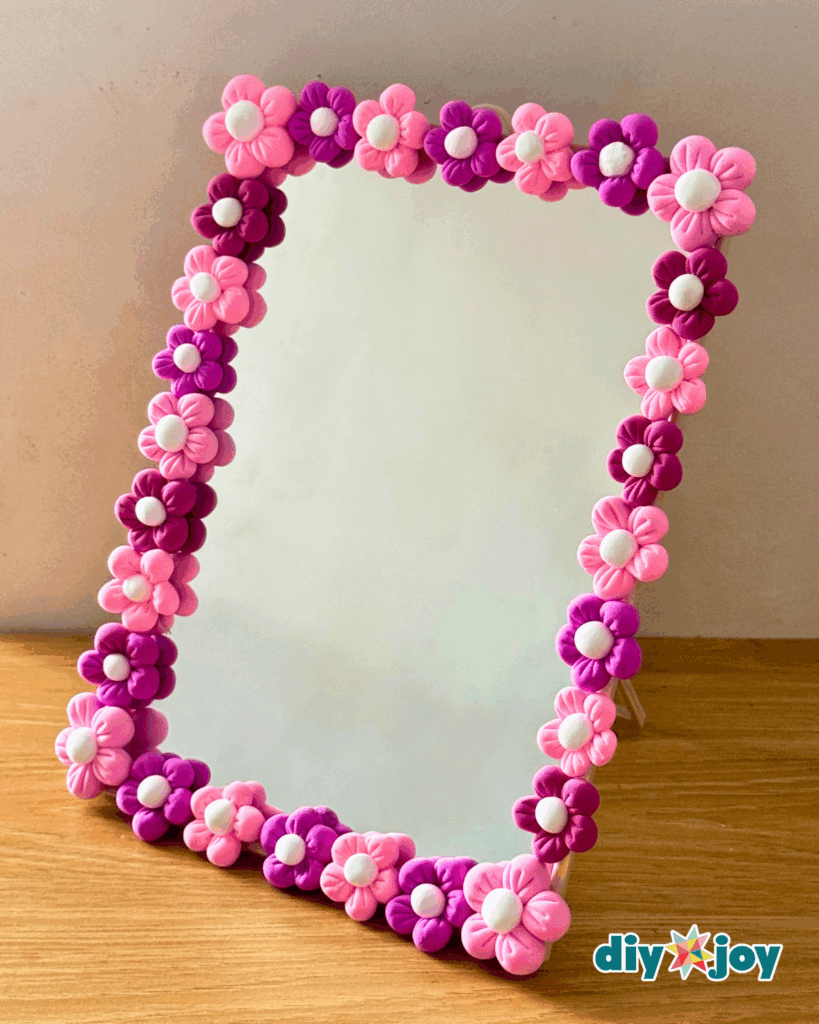 Clay Flower Mirror Craft Idea