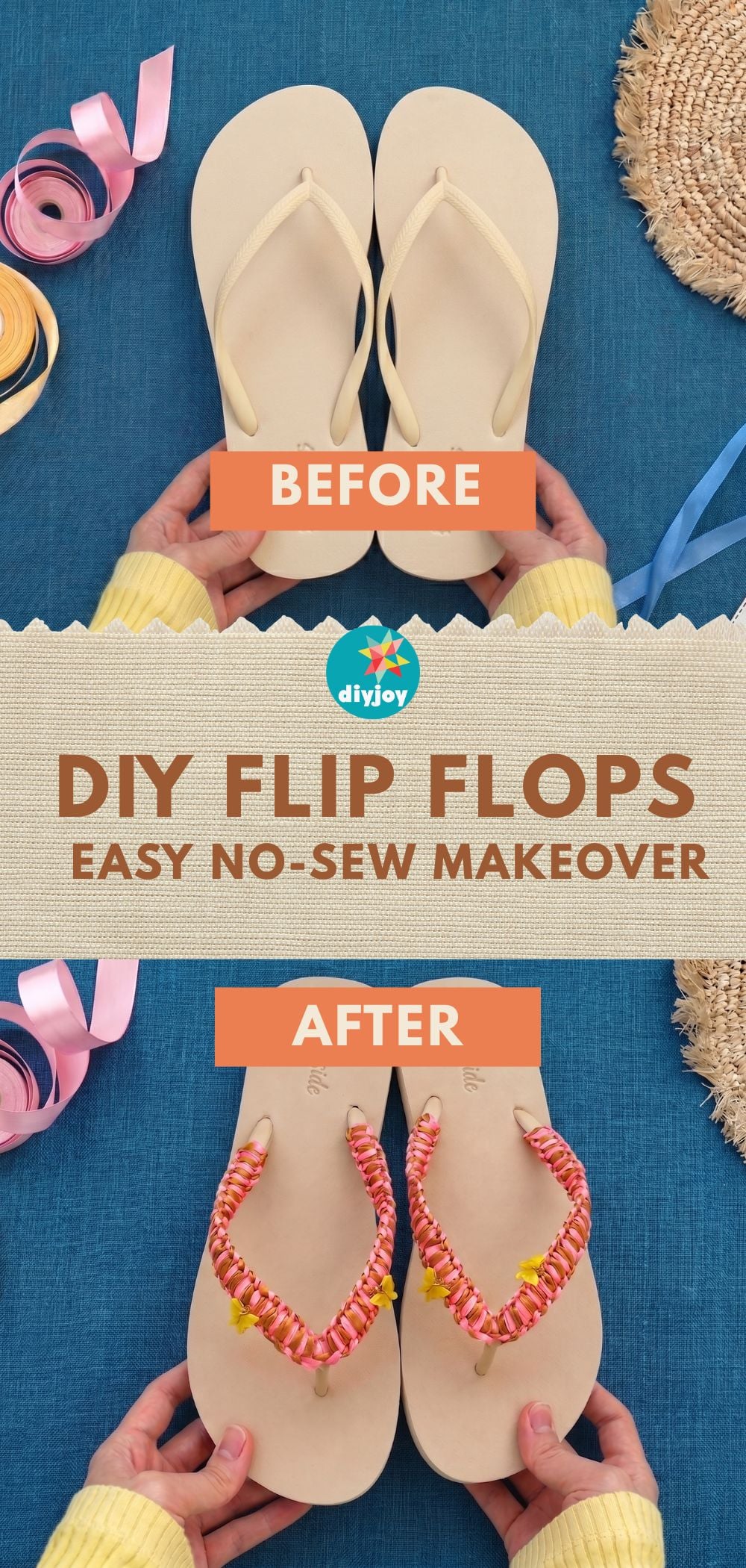 DIY Flip Flops Easy no-sew makeover tutorial