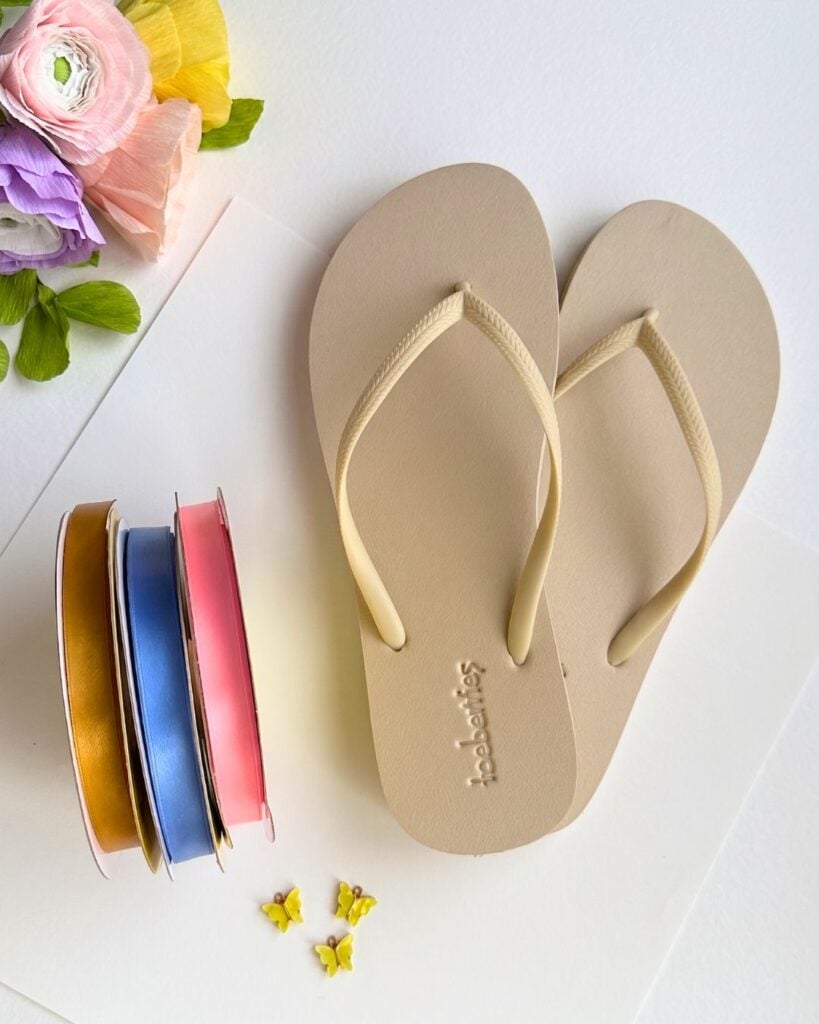DIY flip flops with ribbon