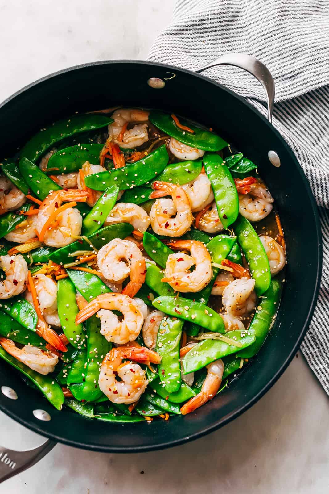 Ginger Shrimp Snow Pea Stir Fry - Healthy Lunch Ideas for Work