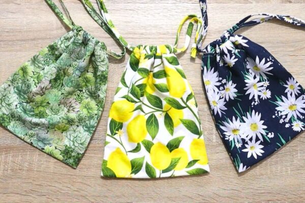 Finished 10-Minute Scrap Buster Drawstring Bag, a completed DIY project