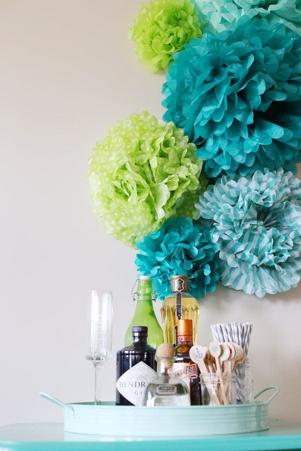 Cheap Wedding Decor - DIY Tissue Paper Pom Pom Backdrop - Budget Wedding Backdrop