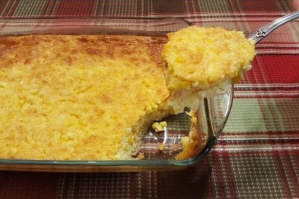 100 Year Old Corn Casserole, homemade and freshly served