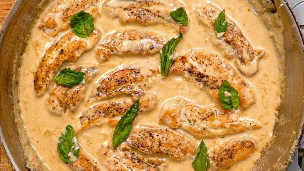 15-Minute Creamy Garlic Chicken Tenders, homemade and freshly served