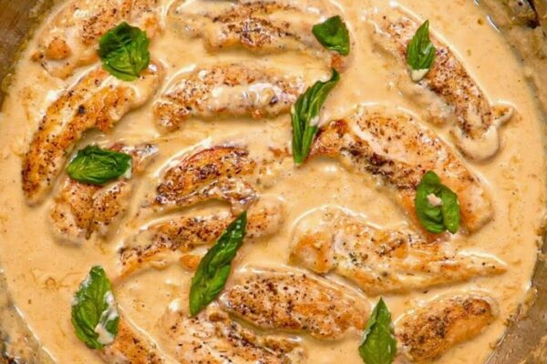 15-Minute Creamy Garlic Chicken Tenders, homemade and freshly served
