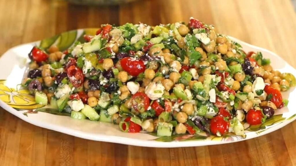 15-Minute Mediterranean Chickpea Salad, homemade and freshly served