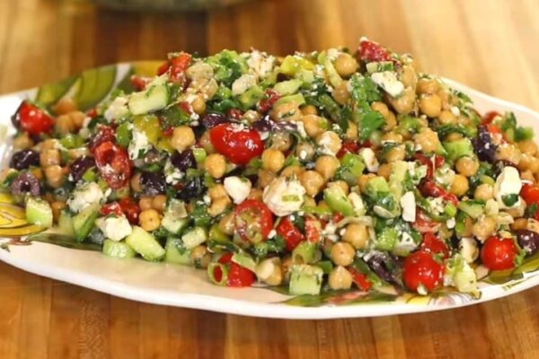 15-Minute Mediterranean Chickpea Salad, homemade and freshly served