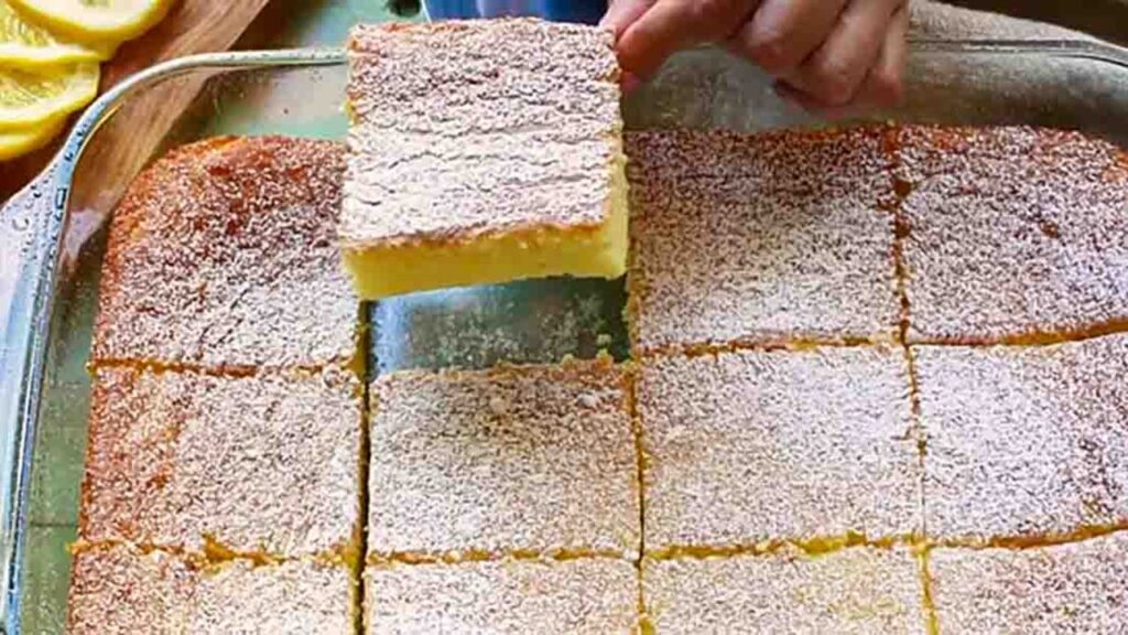 2-Ingredient Lemon Bars, homemade and freshly served