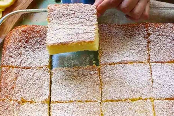 2-Ingredient Lemon Bars, homemade and freshly served