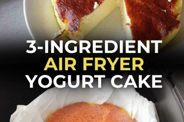 3-Ingredient Air Fryer Yogurt Cake, homemade and freshly served