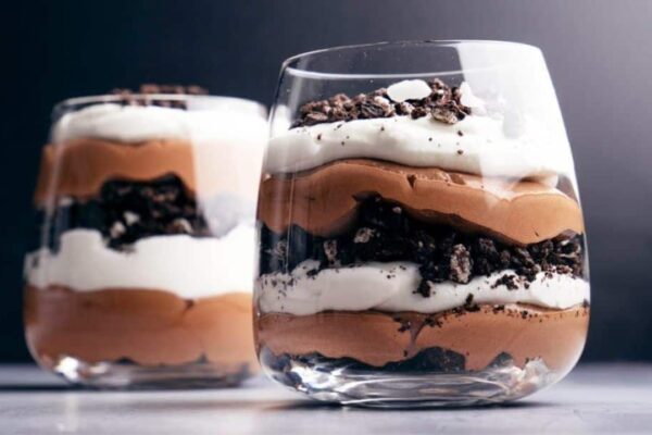 3-Ingredient Chocolate Mousse Trifle, homemade and freshly served