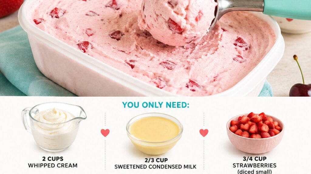 3-Ingredient Homemade Ice Cream, homemade and freshly served