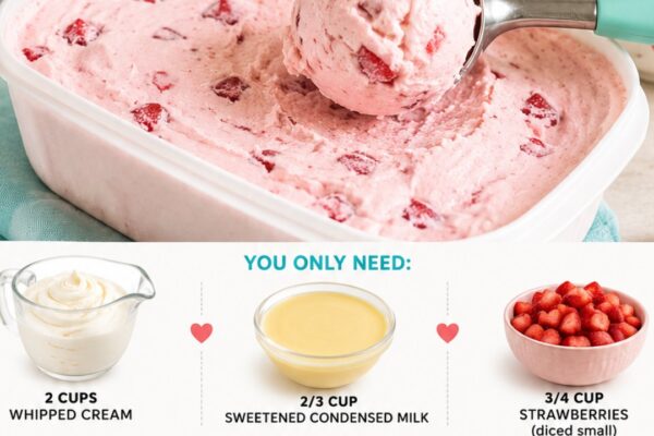 3-Ingredient Homemade Ice Cream, homemade and freshly served